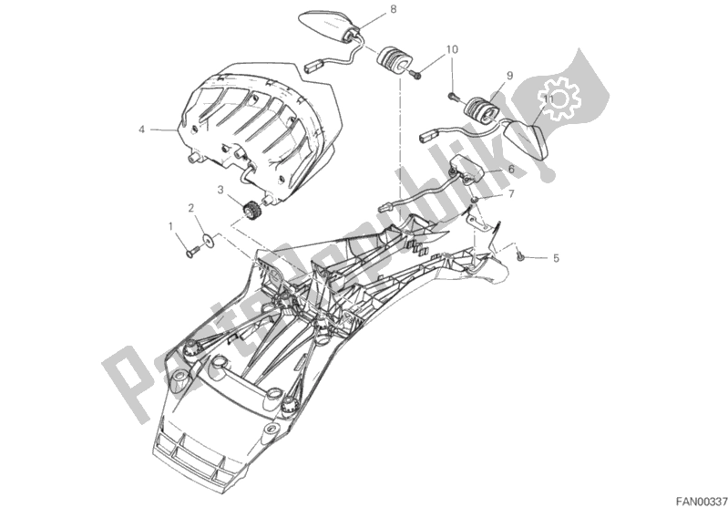All parts for the Taillight of the Ducati Multistrada 1260 Touring 2019